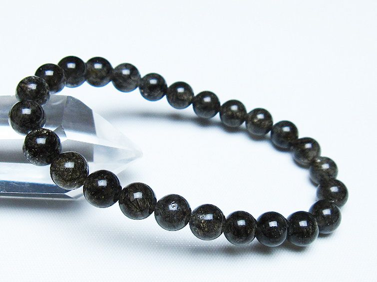 ブラックルチルクォーツ ブレスレット 7mm [t257-8061] 1枚目