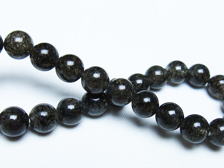ブラックルチルクォーツ ブレスレット 7mm [t257-8061] 2枚目
