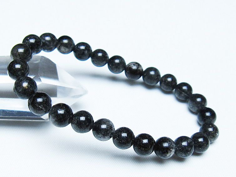 ブラックルチルクォーツ ブレスレット 7mm [t257-8062] 1枚目