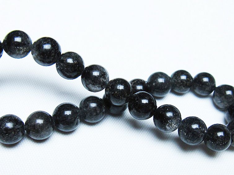 ブラックルチルクォーツ ブレスレット 7mm [t257-8062] 2枚目