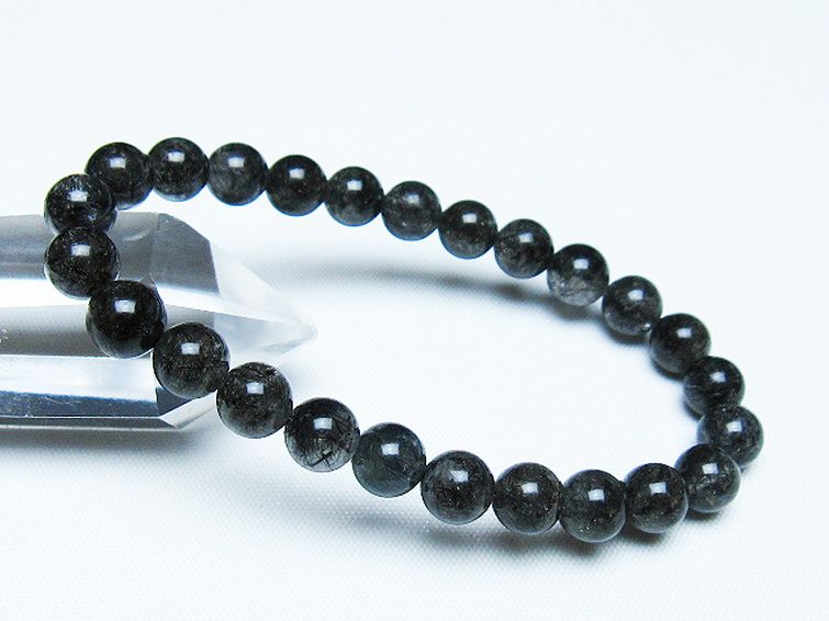 ブラックルチルクォーツ ブレスレット 7mm [t257-8063] 1枚目