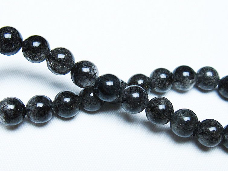 ブラックルチルクォーツ ブレスレット 7mm [t257-8063] 2枚目