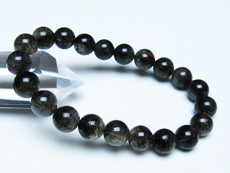 ブラックルチルクォーツ ブレスレット 9mm [t257-8072] 1枚目