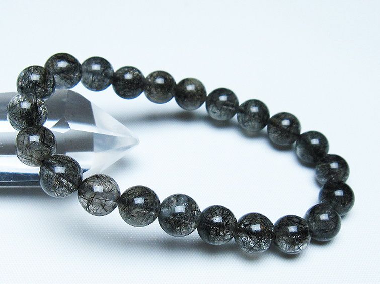 ブラックルチルクォーツ ブレスレット 9mm [t257-8074] 1枚目