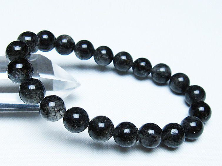 ブラックルチルクォーツ ブレスレット 9mm [t257-8080] 1枚目
