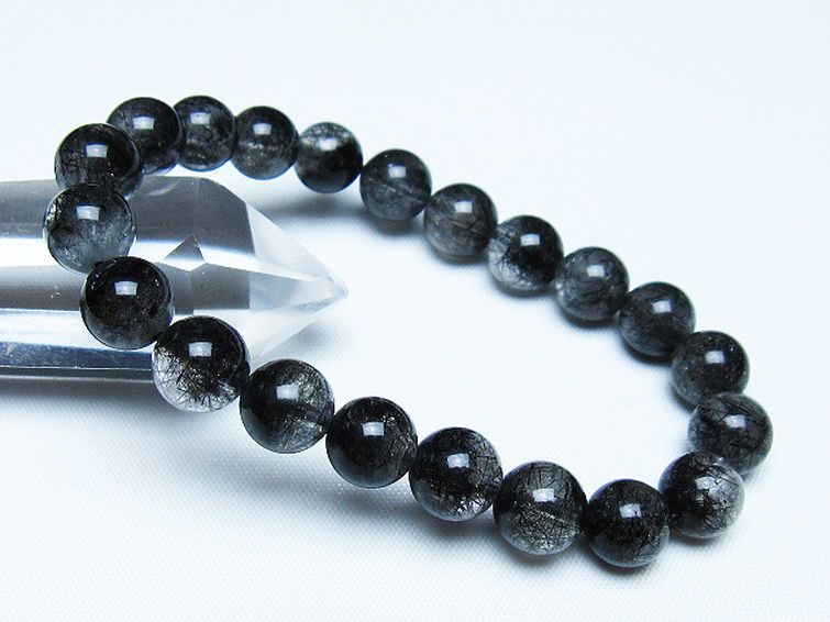 ブラックルチルクォーツ ブレスレット 9mm [t257-8081] 1枚目