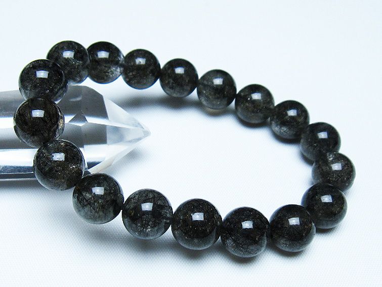 ブラックルチルクォーツ ブレスレット 11mm [t257-8092] 1枚目