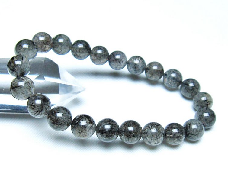 ブラックルチルクォーツ ブレスレット 9mm [t257-8153] 1枚目