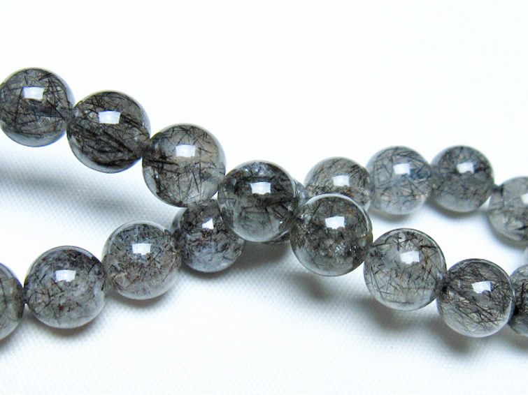 ブラックルチルクォーツ ブレスレット 9mm [t257-8153] 2枚目