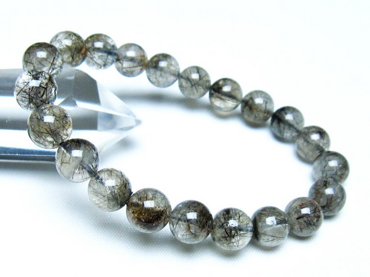 ブラックルチルクォーツ ブレスレット 9mm [t257-8165] 1枚目