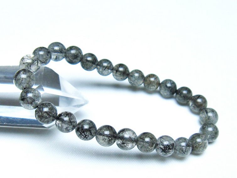ブラックルチルクォーツ ブレスレット 7mm [t257-8183] 1枚目