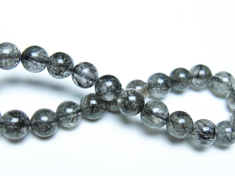 ブラックルチルクォーツ ブレスレット 7mm [t257-8183] 2枚目