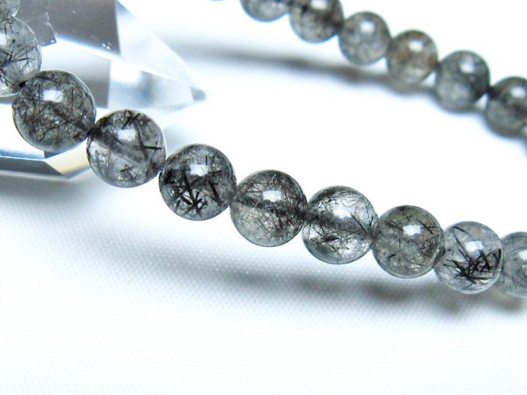 ブラックルチルクォーツ ブレスレット 7mm [t257-8183] 3枚目