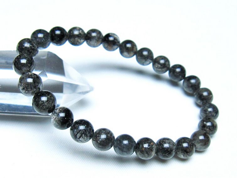 ブラックルチルクォーツ ブレスレット 7mm [t257-8189] 1枚目