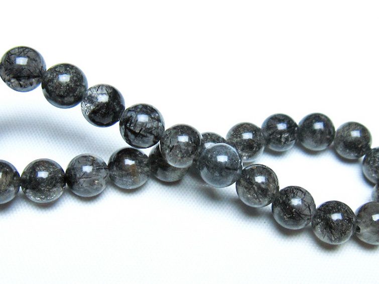 ブラックルチルクォーツ ブレスレット 7mm [t257-8189] 2枚目