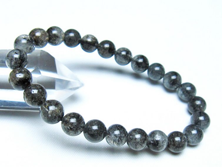 ブラックルチルクォーツ ブレスレット 8mm [t257-8192] 1枚目