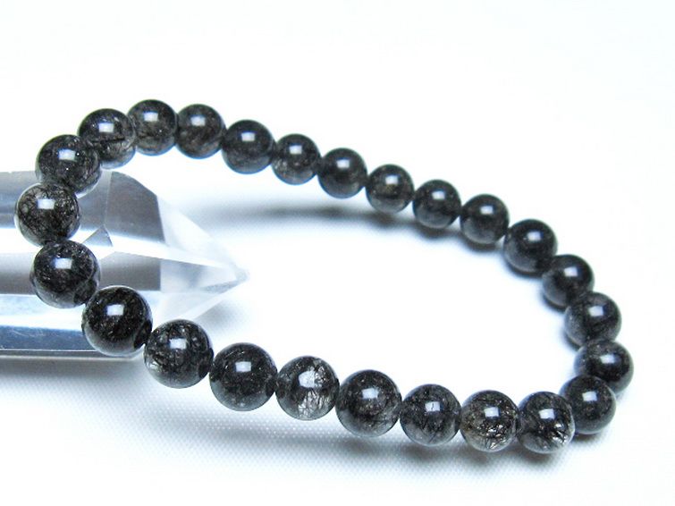 ブラックルチルクォーツ ブレスレット 7mm [t257-8228] 1枚目