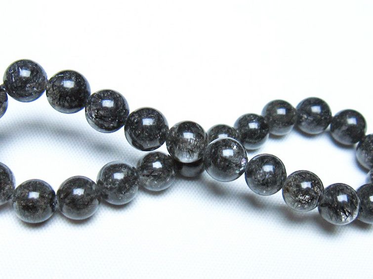 ブラックルチルクォーツ ブレスレット 7mm [t257-8228] 2枚目