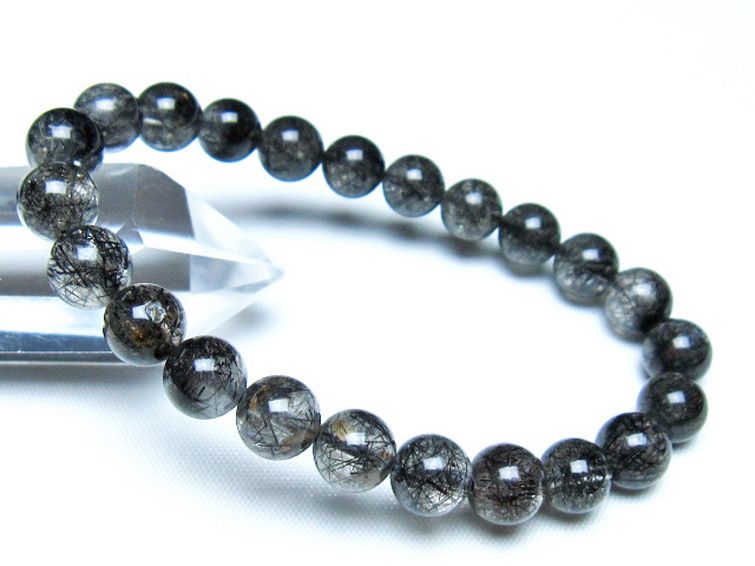 ブラックルチルクォーツ ブレスレット 8mm [t257-8232] 1枚目