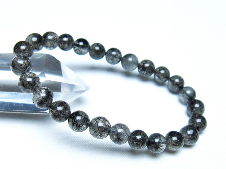 ブラックルチルクォーツ ブレスレット 7mm [t257-8233] 1枚目