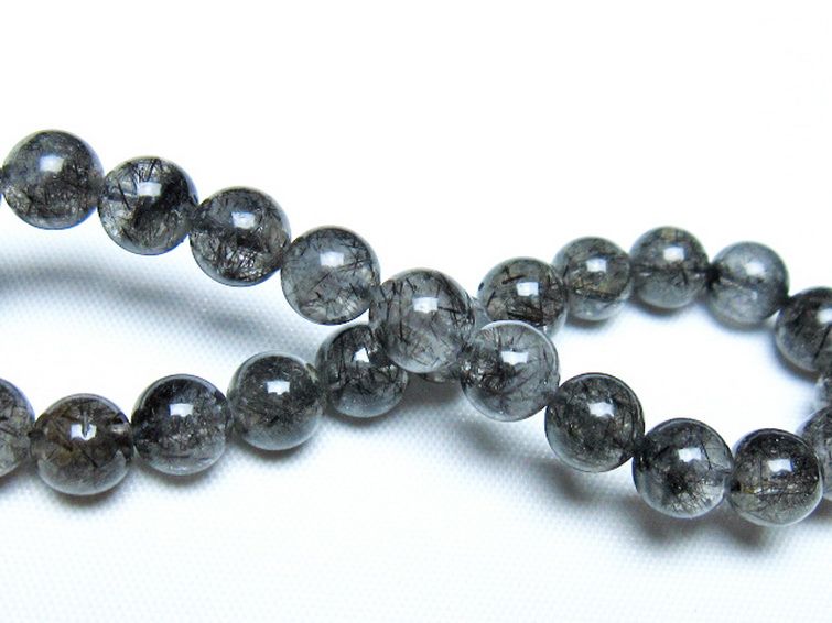 ブラックルチルクォーツ ブレスレット 7mm [t257-8233] 2枚目