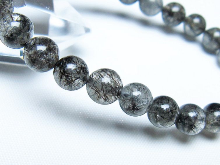 ブラックルチルクォーツ ブレスレット 7mm [t257-8233] 3枚目