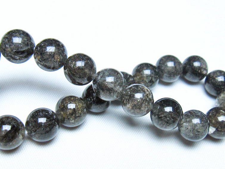 ブラックルチルクォーツ ブレスレット 9mm [t257-8234] 2枚目