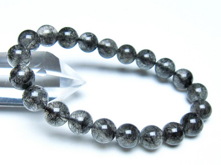 ブラックルチルクォーツ ブレスレット 9mm [t257-8238] 1枚目