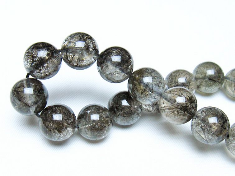 ブラックルチルクォーツ ブレスレット 12mm [t257-8249] 2枚目