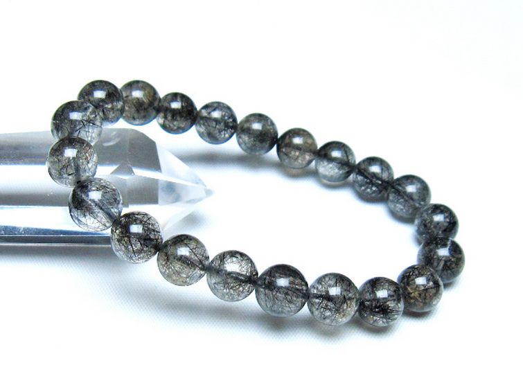 ブラックルチルクォーツ ブレスレット 9mm [t257-8251] 1枚目
