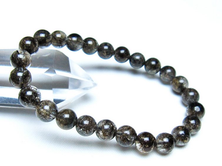 ブラックルチルクォーツ ブレスレット 7mm [t257-8252] 1枚目
