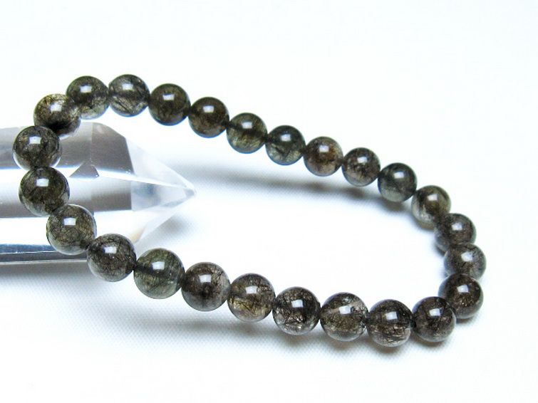 ブラックルチルクォーツ ブレスレット 7mm [t257-8253] 1枚目