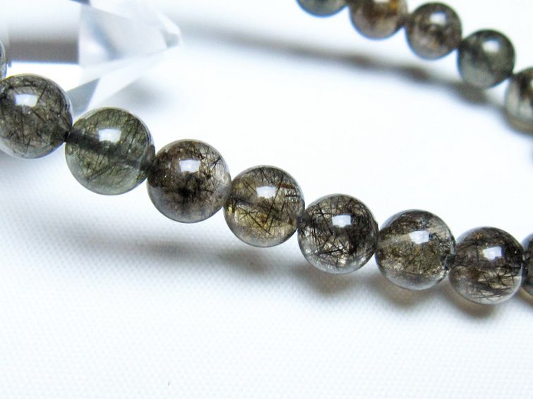 ブラックルチルクォーツ ブレスレット 7mm [t257-8253] 3枚目