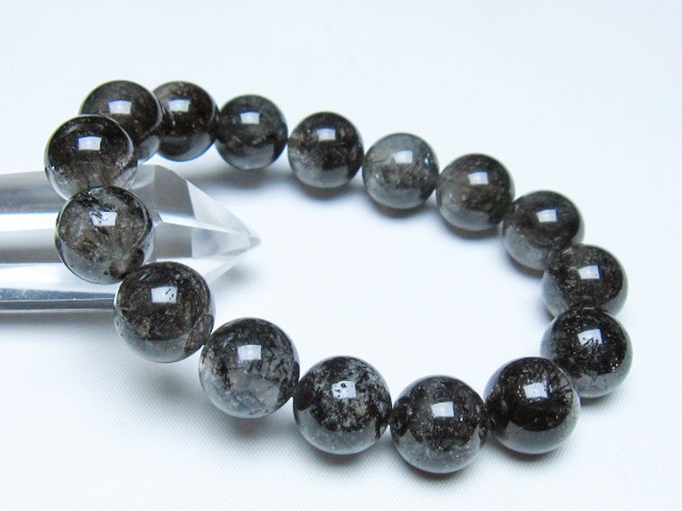 ブラックルチルクォーツ ブレスレット 14mm [t257-8271] 1枚目
