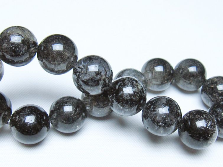 ブラックルチルクォーツ ブレスレット 14mm [t257-8271] 2枚目