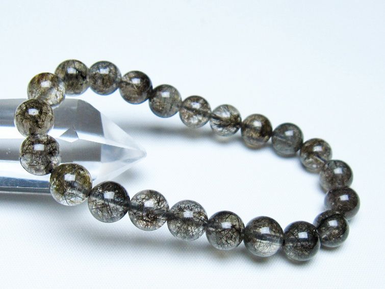 ブラックルチルクォーツ ブレスレット 9mm [t257-8282] 1枚目