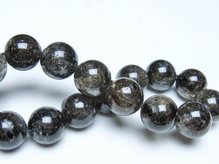 ブラックルチルクォーツ ブレスレット 14mm [t257-8295] 2枚目