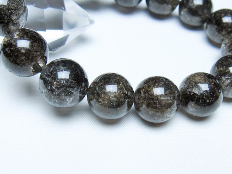 ブラックルチルクォーツ ブレスレット 14mm [t257-8295] 3枚目
