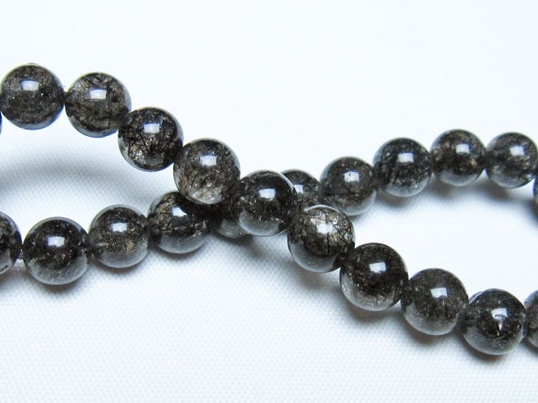ブラックルチルクォーツ ブレスレット 7mm [t257-8303] 2枚目