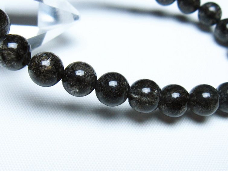 ブラックルチルクォーツ ブレスレット 7mm [t257-8303] 3枚目