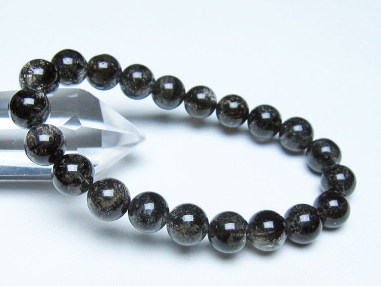 ブラックルチルクォーツ ブレスレット 9mm [t257-8304] 1枚目