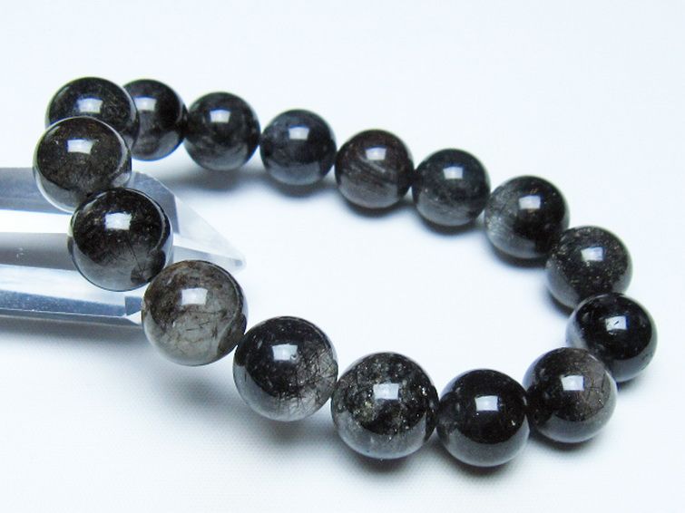 ブラックルチルクォーツ ブレスレット 13mm [t257-8344] 1枚目