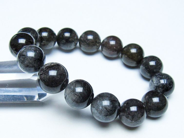 ブラックルチルクォーツ ブレスレット 14mm [t257-8345] 1枚目