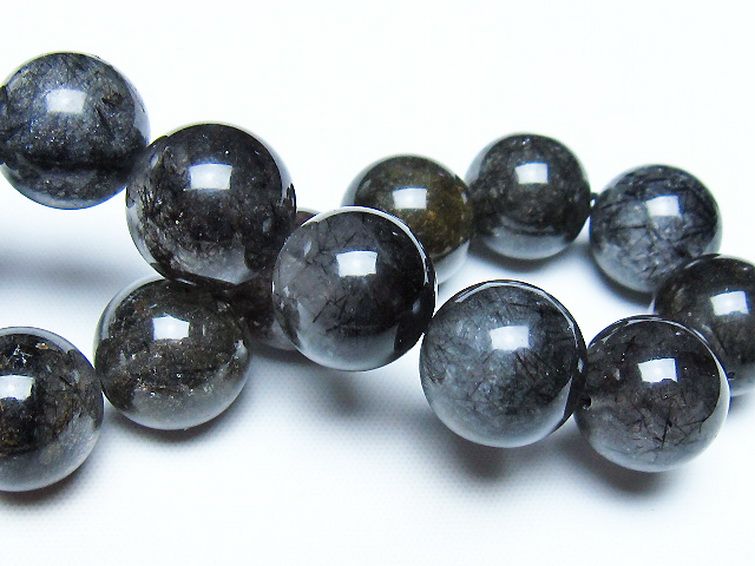 ブラックルチルクォーツ ブレスレット 14mm [t257-8345] 2枚目