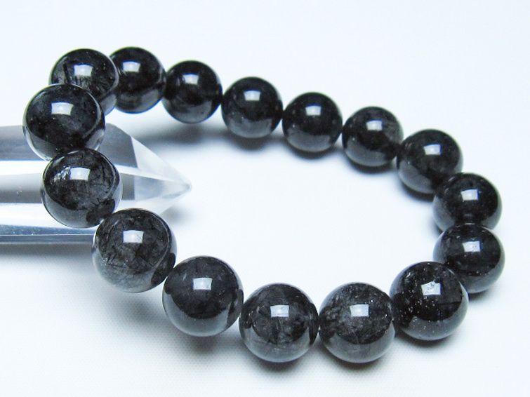 ブラックルチルクォーツ ブレスレット 13mm [t257-8346] 1枚目