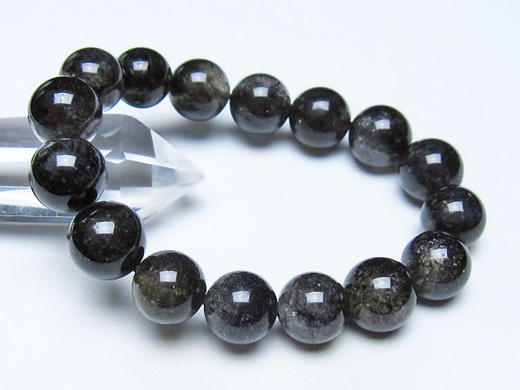 ブラックルチルクォーツ ブレスレット 13mm [t257-8496] 1枚目
