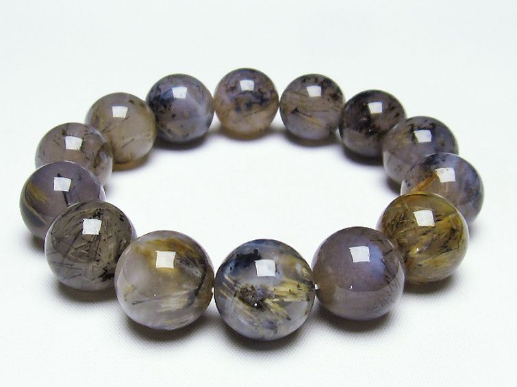 ルチルインアゲート ブレスレット 17mm [T258-1856] 1枚目