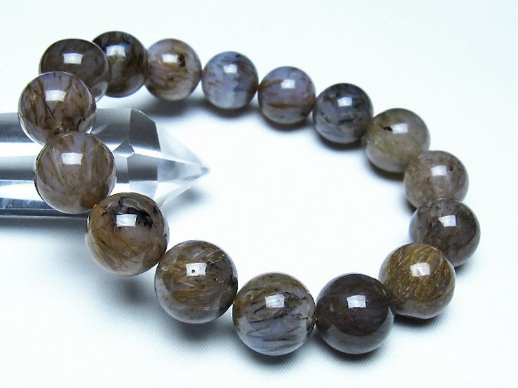 ルチルインアゲート ブレスレット 14mm [t258-2059] 1枚目