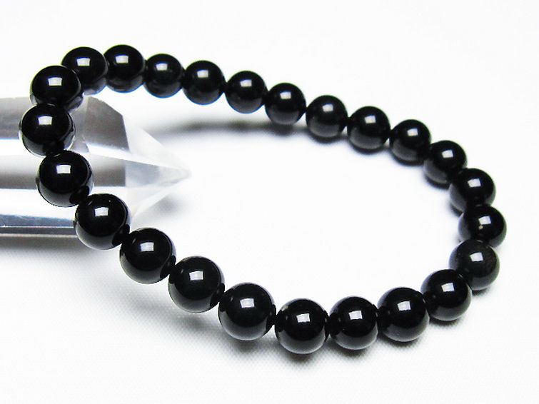 ゴールドキャッツアイオブシディアン ブレスレット 8mm [T265-1736] 1枚目