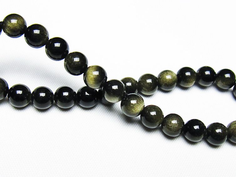 ゴールドキャッツアイオブシディアン ブレスレット 6mm [T265-1842] 2枚目